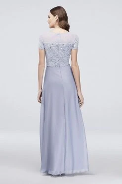 Cachet - 40391 Short Sleeve Sequin-Adorned Lace Long Dress Formal Gowns
