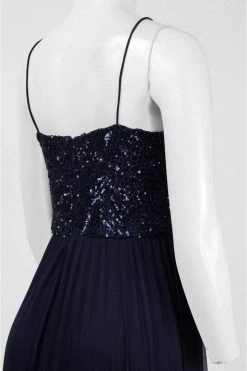 Cachet - 56902 Halter Sequin Pleated Chiffon Dress