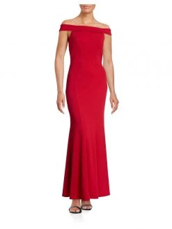 Cachet - 57824 Off Shoulder Jersey Long Dress
