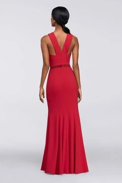 Cachet - 58028 Crossover Bodice Illusion Waist Mermaid Gown Formal Gowns