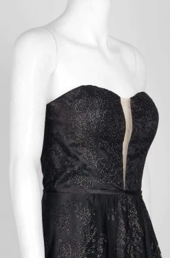 Cachet - 59190Q Plunging Sweetheart Glitter A-Line Gown