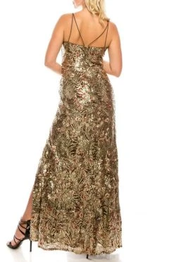 Formal Gowns Cachet - 59548 Sequined Deep V-neck Sheath Dress