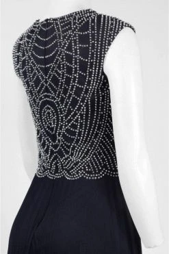 Cachet - Crystal Embellished Jewel Gown 57421K - 1 Pc Navy Silver In Size 10 Available Formal Gowns