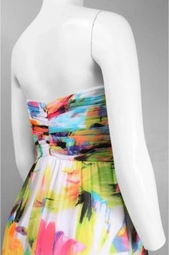 Formal Gowns Cachet - Embellished Pleated Printed Dress 56606 7 Formal Gowns Cachet - Embellished Pleated Printed Dress 56606