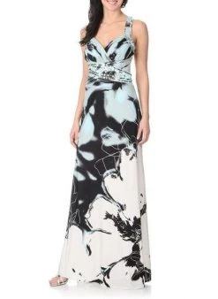 Formal Gowns Cachet - Halter Printed Long Dress 56203