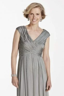 Cachet - Spliced Bodice Chiffon Dress 56905