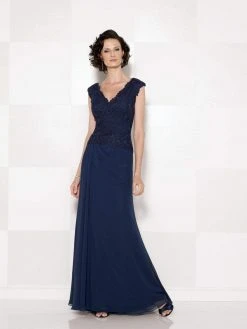 Cameron Blake By Mon Cheri Formal Gowns Cameron Blake - 114666 V Neck Long Dress With Slit