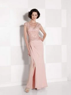 Cameron Blake By Mon Cheri Formal Gowns Cameron Blake - 114666 V Neck Long Dress With Slit