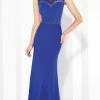 Cameron Blake By Mon Cheri - 117606 Cap Sleeve Illusion Gown - 1 Pc Cobalt Blue In Size 6 And 1 Pc Smokey Mink In Size 6 Available