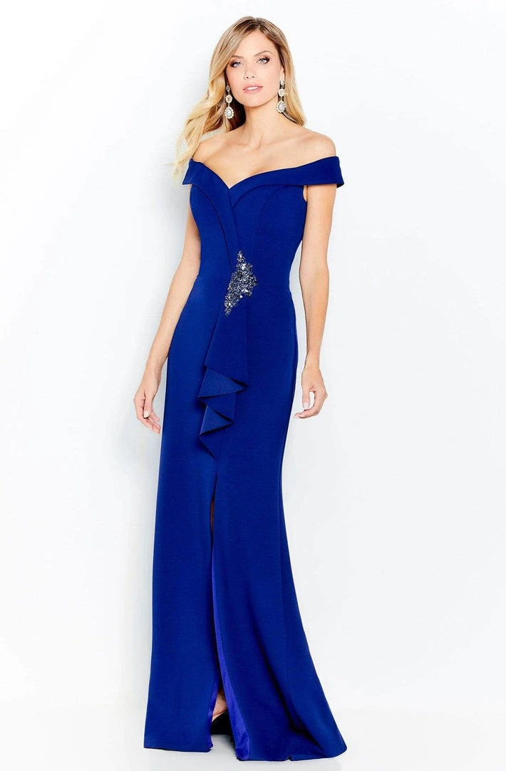 Formal Gowns Cameron Blake By Mon Cheri - 120614 Embellished Off-Shoulder Formal Dress - 1 Pc Navy In Size 4 Available 5 Formal Gowns Cameron Blake By Mon Cheri - 120614 Embellished Off-Shoulder Formal Dress - 1 Pc Navy In Size 4 Available