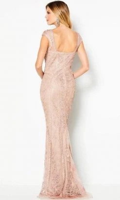 Cameron Blake By Mon Cheri - 219680 Shimmering Cap Sleeve Evening Dress - 1 Pc Smoke In Size 14 Available