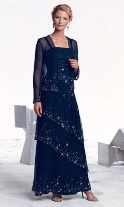 Cameron Blake By Mon Cheri - Ornate Tiered A-Line Dress With Sheer Jacket 17610 - 1 Pc Sage In Size 6 Available Formal Gowns