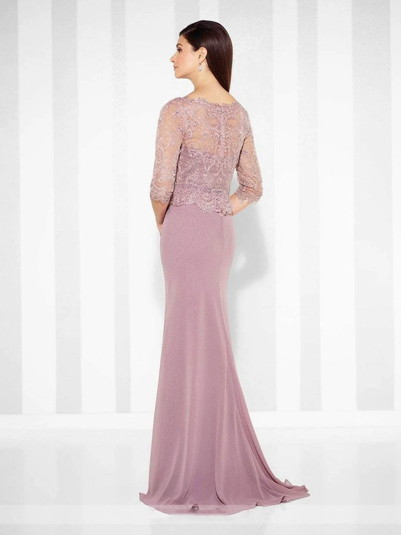 Cameron Blake By Mon Cheri - Quarter Sleeve Scalloped Lace Evening Gown 117617 - 1 Pc Dark Aqua In Size 14 And 1 Pc Pink Topaz In Size 18 Available 4 Cameron Blake By Mon Cheri - Quarter Sleeve Scalloped Lace Evening Gown 117617 - 1 Pc Dark Aqua In Size 14 And 1 Pc Pink Topaz In Size 18 Available