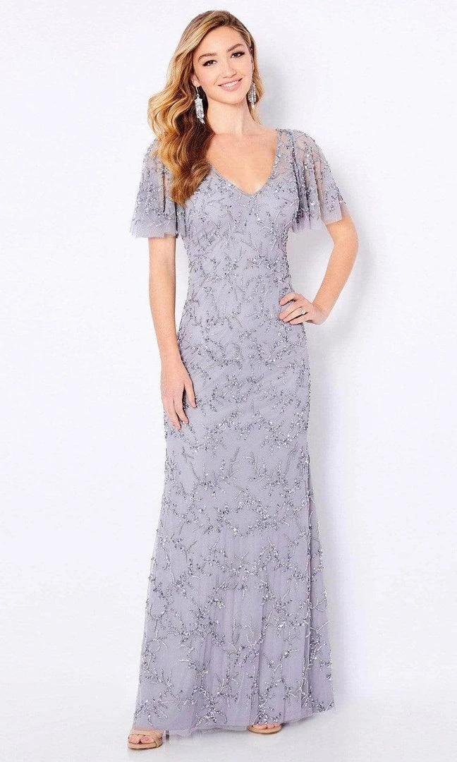 Cameron Blake - Flutter Sleeve Beaded Formal Dress 221681 - 1 Pc Gunmetal In Size 8 Available Formal Gowns 4 Cameron Blake - Flutter Sleeve Beaded Formal Dress 221681 - 1 Pc Gunmetal In Size 8 Available Formal Gowns