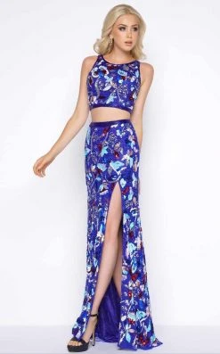 Cassandra Stone - 1062A Abstract Floral Sequined Gown Formal Gowns