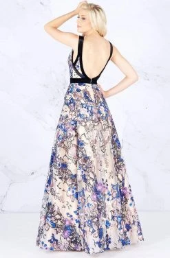 Cassandra Stone - 40898A Plunging V-Neck Sequined Evening Gown