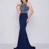Formal Gowns Cassandra Stone - 40934A Beaded Halter Mermaid Dress With Train