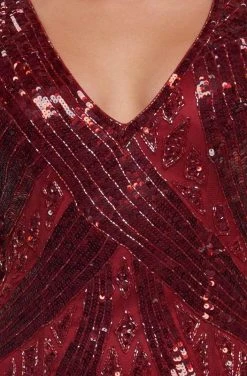 Cassandra Stone - 4436A V Neck Sequin Ornate Draped Back Evening Gown Formal Gowns