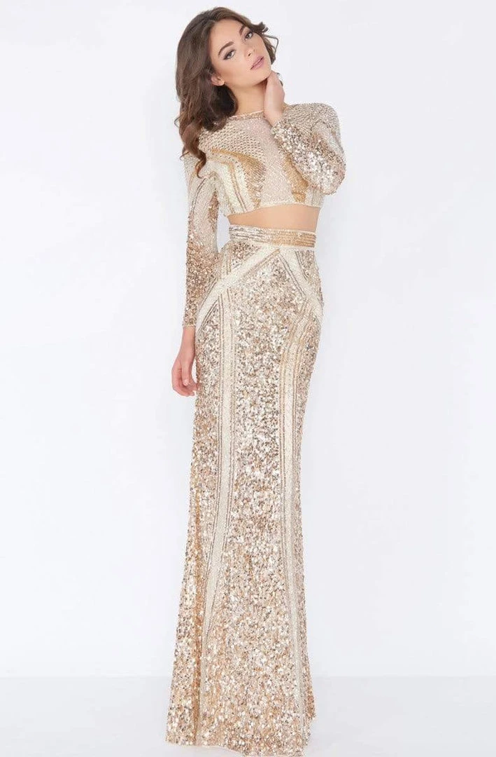 Cassandra Stone - 4660A Long Sleeve Sequined Two-Piece Gown Formal Gowns 6 Cassandra Stone - 4660A Long Sleeve Sequined Two-Piece Gown Formal Gowns
