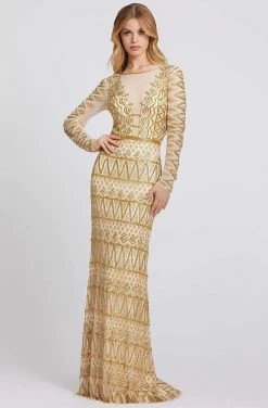 Cassandra Stone - 4724A Embellished Bateau Long Sleeves Dress Formal Gowns