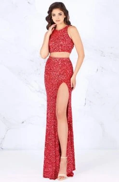 Formal Gowns Cassandra Stone - 4810A Two Piece Beaded Jersey Sheath Dress