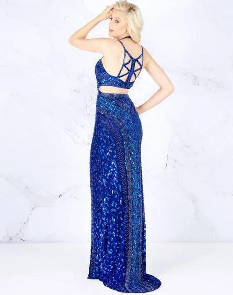 Cassandra Stone - 4872A Bedazzled Halter Sheath Dress With Train 4 Cassandra Stone - 4872A Bedazzled Halter Sheath Dress With Train