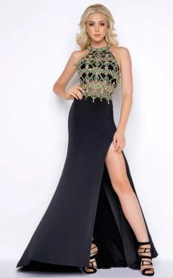 Formal Gowns Cassandra Stone - 50365A High Neck Gown Style