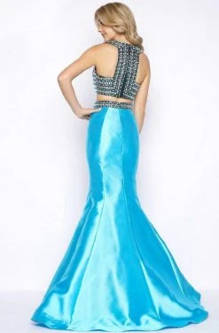 Formal Gowns Cassandra Stone - 65916 Two-piece Deep V-neck Mermaid Dress