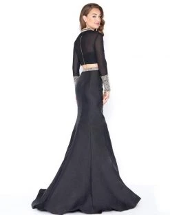 Cassandra Stone - 66352A Two Piece Beaded Mikado Trumpet Gown