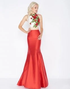 Cassandra Stone - 77408A Two Piece Rose Embroidered Mermaid Gown Formal Gowns
