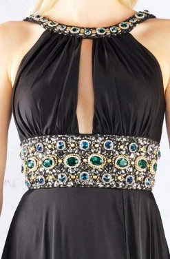 Formal Gowns Cassandra Stone - 77435A Rhinestone Accented Halter A-line Dress 10 Formal Gowns Cassandra Stone - 77435A Rhinestone Accented Halter A-line Dress