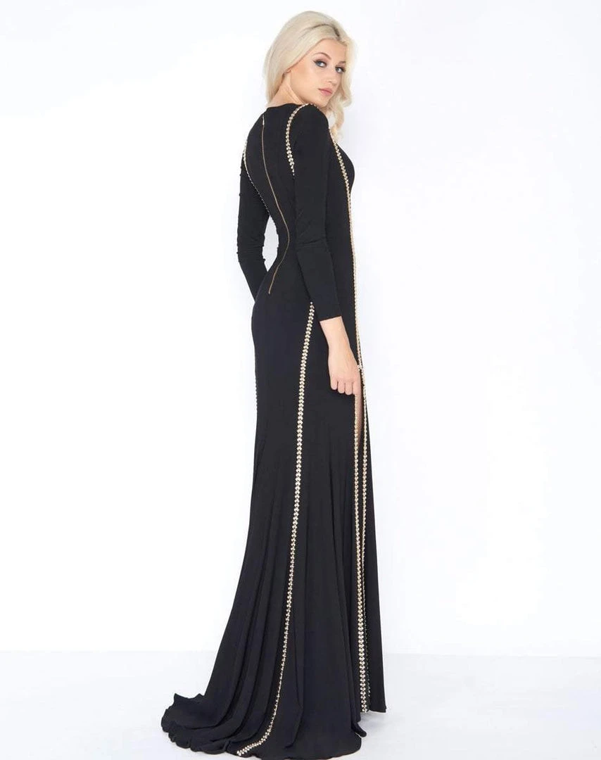 Cassandra Stone - 79186A Rhinestone Accented Deep V-neck Jersey Dress Formal Gowns 4 Cassandra Stone - 79186A Rhinestone Accented Deep V-neck Jersey Dress Formal Gowns