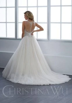 Christina Wu Brides - 15664 Beaded Illusion A-Line Gown With Chapel Train