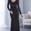 Christina Wu Elegance - 17845 Beaded Long Sleeve V-neck Jersey Dress 1 Christina Wu Elegance - 17845 Beaded Long Sleeve V-neck Jersey Dress
