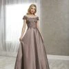 Christina Wu Elegance - 17940 Applique Off-Shoulder Satin A-line Gown