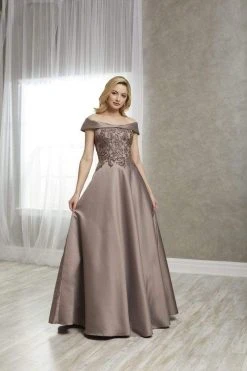Christina Wu Elegance - 17940 Applique Off-Shoulder Satin A-line Gown