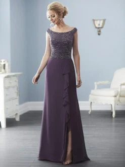 Christina Wu Elegance - 20230 Beaded Bateau Chiffon A-line Dress Formal Gowns