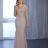 Christina Wu Elegance - Beaded Lace Illusion Bateau Jersey Gown 17852 - 1 Pc Sapphire Rose In Size 6 Available Formal Gowns