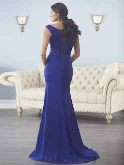 Christina Wu Elegance - Beaded Lace V-Neck Trumpet Evening Gown 17841 - 1 Pc Wine In Size 12 Available Formal Gowns