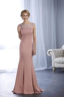 Christina Wu Elegance - Jewel Paneled Bateau Neck Long Gown 17857 - 1 Pc Mauve In Size 6 Available