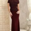 Christina Wu Elegance Short Sleeve Jeweled Lace Peplum Sheath Gown - 1 Pc Wine In Size 6 Available Formal Gowns 2 Christina Wu Elegance Short Sleeve Jeweled Lace Peplum Sheath Gown - 1 Pc Wine In Size 6 Available Formal Gowns