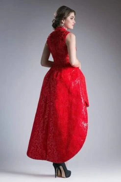 Cinderella Divine - 12228 Beaded High Neck High Low Dress