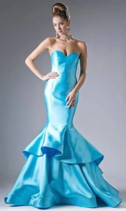 Cinderella Divine - 13480 Strapless Tiered Mermaid Evening Gown