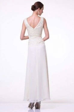 Formal Gowns Cinderella Divine - 1455 Sequin-Ornate Lace Peplum Detailed Long Formal Dress 14 Formal Gowns Cinderella Divine - 1455 Sequin-Ornate Lace Peplum Detailed Long Formal Dress