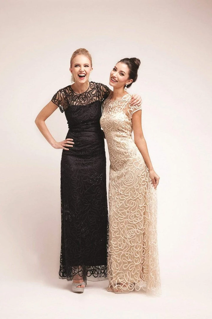 Cinderella Divine - 1920 Embellished Illusion Jewel Neck Sheath Dress Formal Gowns 6 Cinderella Divine - 1920 Embellished Illusion Jewel Neck Sheath Dress Formal Gowns
