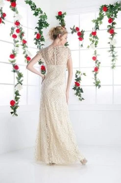 Cinderella Divine - 1920 Embellished Illusion Jewel Neck Sheath Dress Formal Gowns