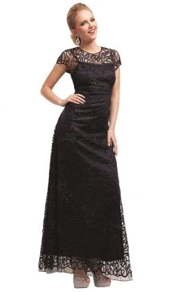 Cinderella Divine - 1920 Embellished Illusion Jewel Neck Sheath Dress Formal Gowns 11 Cinderella Divine - 1920 Embellished Illusion Jewel Neck Sheath Dress Formal Gowns