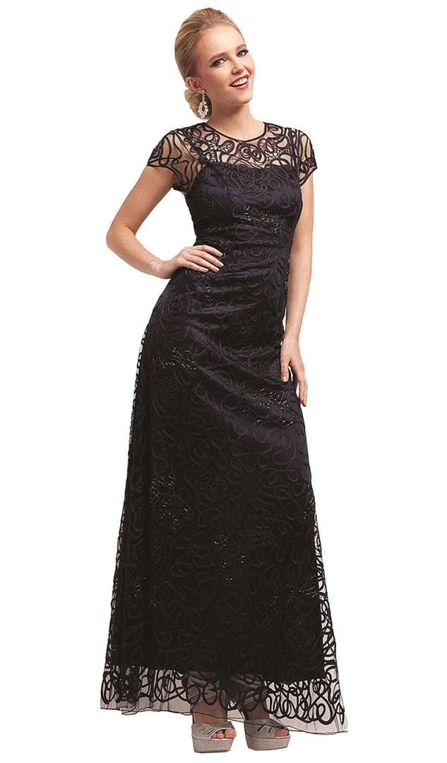 Cinderella Divine - 1920 Embellished Illusion Jewel Neck Sheath Dress Formal Gowns 5 Cinderella Divine - 1920 Embellished Illusion Jewel Neck Sheath Dress Formal Gowns