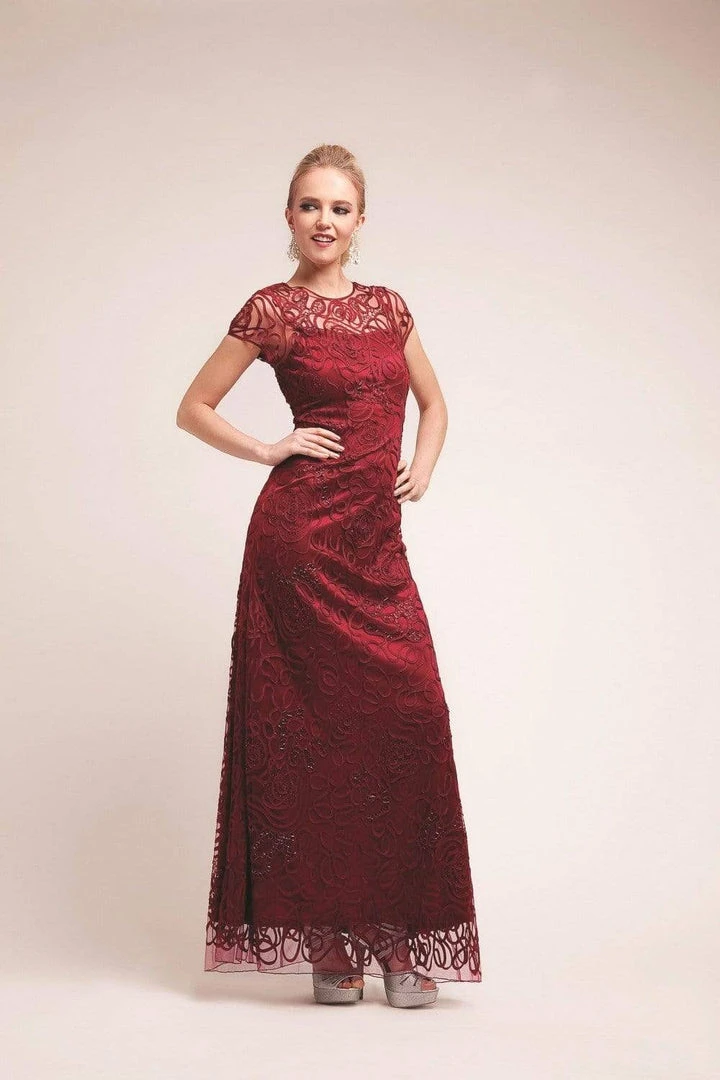 Cinderella Divine - 1920 Embellished Illusion Jewel Neck Sheath Dress Formal Gowns 9 Cinderella Divine - 1920 Embellished Illusion Jewel Neck Sheath Dress Formal Gowns