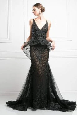 Cinderella Divine - 2209 Lace Embroidered Mermaid Dress Formal Gowns